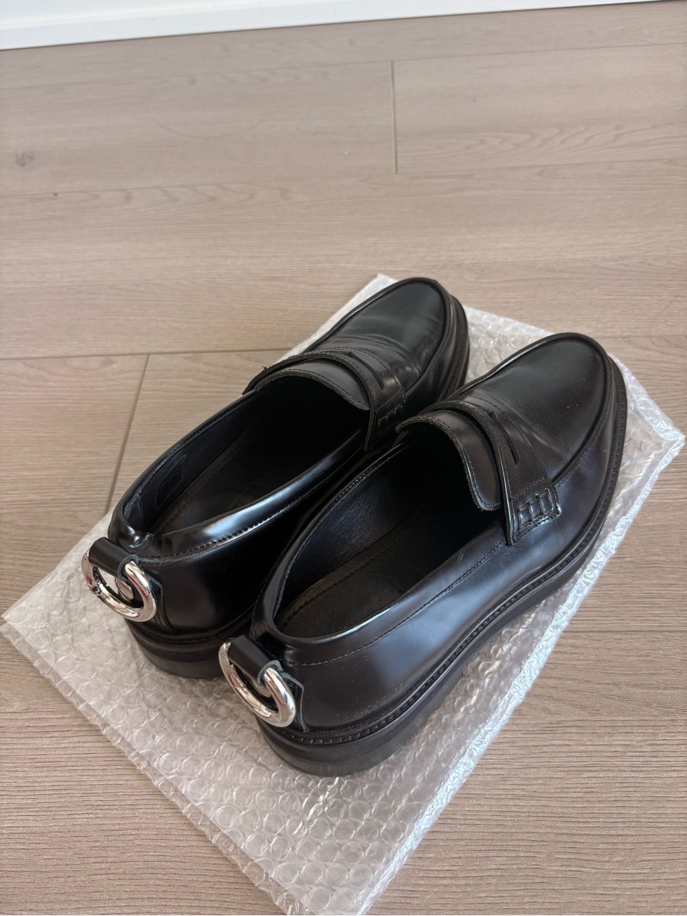 The Kooples Women’s Black Leather Penny Loafers - Picture 2 of 5